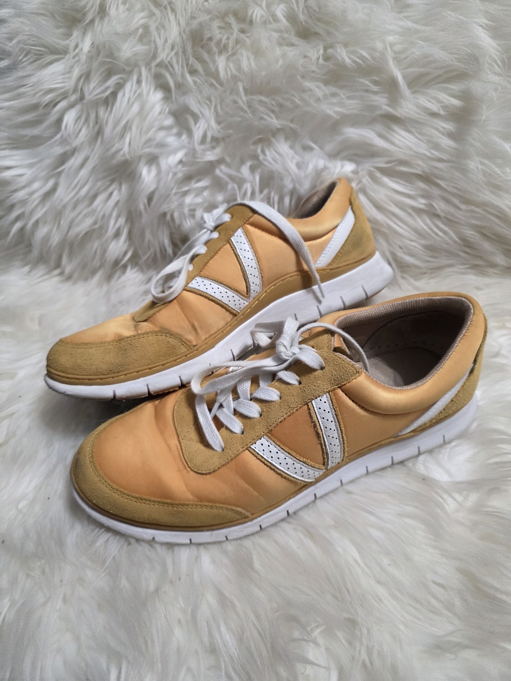 Vionic Yellow and White Women's Lace-Up Sneakers